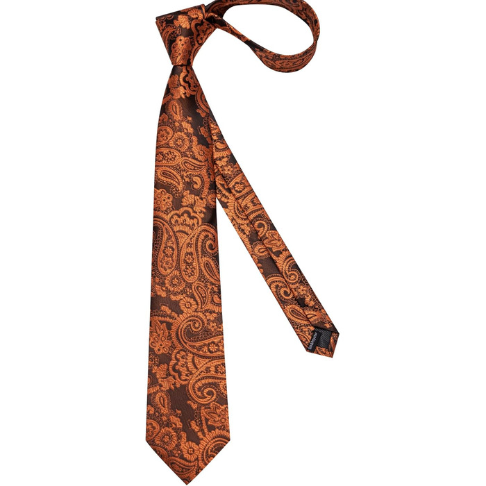 Набір аксесуарів для чоловіків: краватка з візерунком пає, краватка, кишеньковий хустинка, краваттята, затискачі для краваток, 5 шт. (чорний/помаранчевий)
