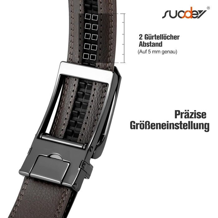 Чоловічий шкіряний ремінь Suosdey з автоматичною пряжкою, без отворів, ширина 30 мм, для ділових костюмів, джинсів та штанів, регульований, для талії 91-100 см