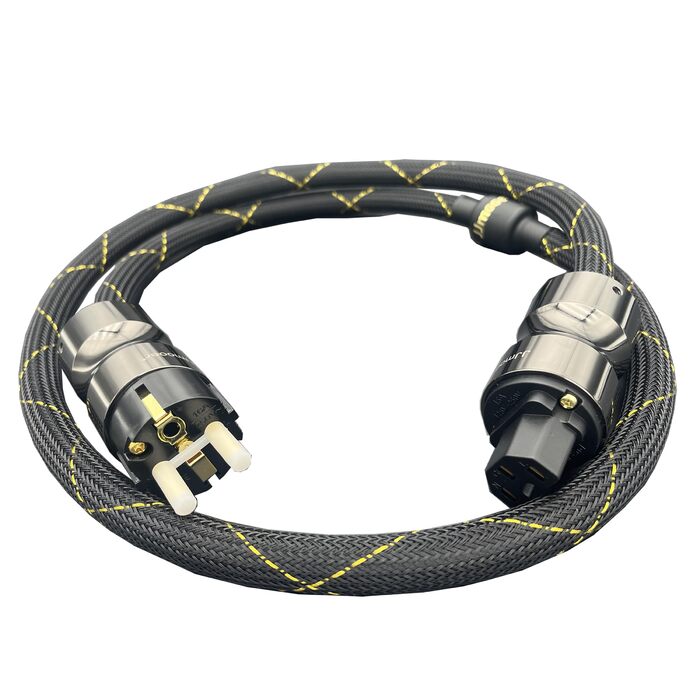 HiFi мережевий кабель живлення 10AWG з феритним кільцем, безкисневий мідний дріт для аудіосистем High-End, 1.5м, чорний