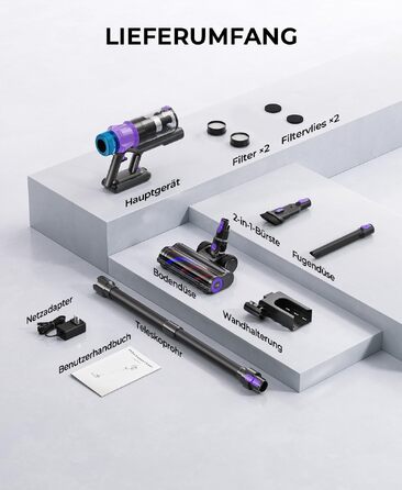 Акумуляторний пилосос Redkey P9 Pro, 68КПа, 650Вт, до 80 хв роботи, бездротовий пилосос з LED-дисплеєм, антинамотувальною щіткою та 8-рівневою фільтрацією для килимів, твердих підлог та авто