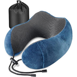 Подушка для шиї у літак, подорожі: Memory Foam, ергономічна, для автомобіля, офісу (Блакитний)