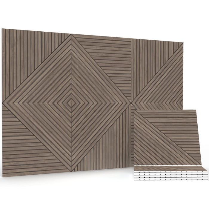 Акустичні панелі JBER (6 шт), самоклеючі звукопоглинаючі стінові панелі для офісу, студії та дому, 180 x 120 см, колір світкий горіх (тик)