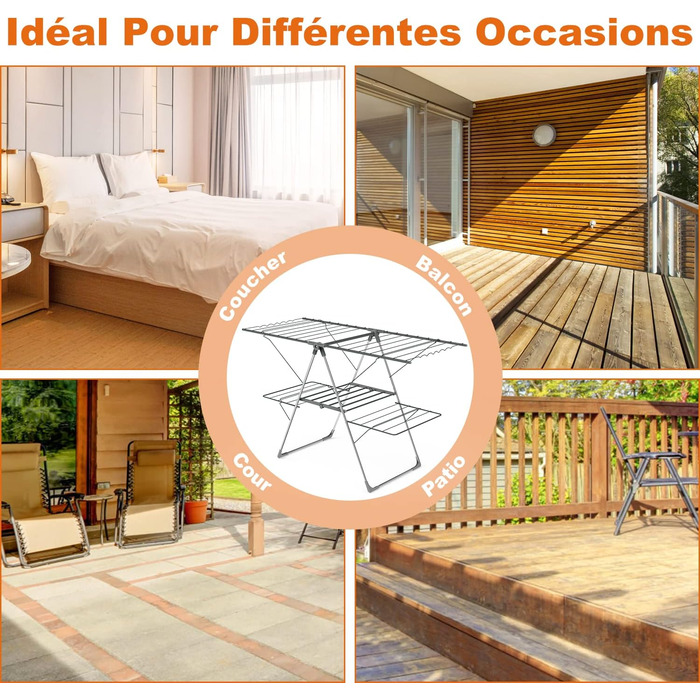 Сушарка для білизни Innotic: компактна, розкладна, зі 4 крилами, стабільна, для ванної, балкону, радіатора (сіра)