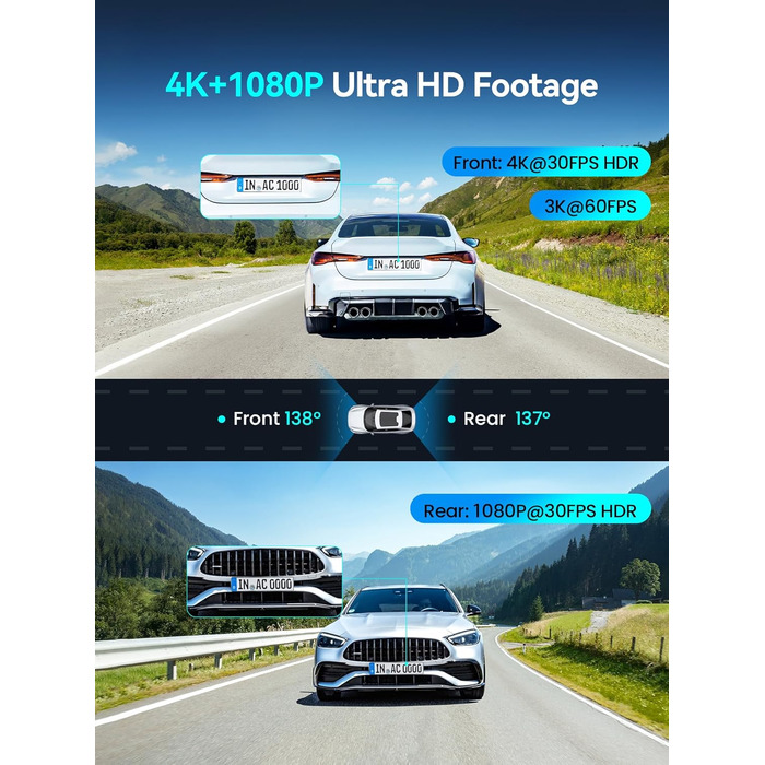 DDPAI Z60 Pro: 4K відеореєстратор з подвійними камерами STARVIS, GPS, WiFi, 32GB, 24h парковка