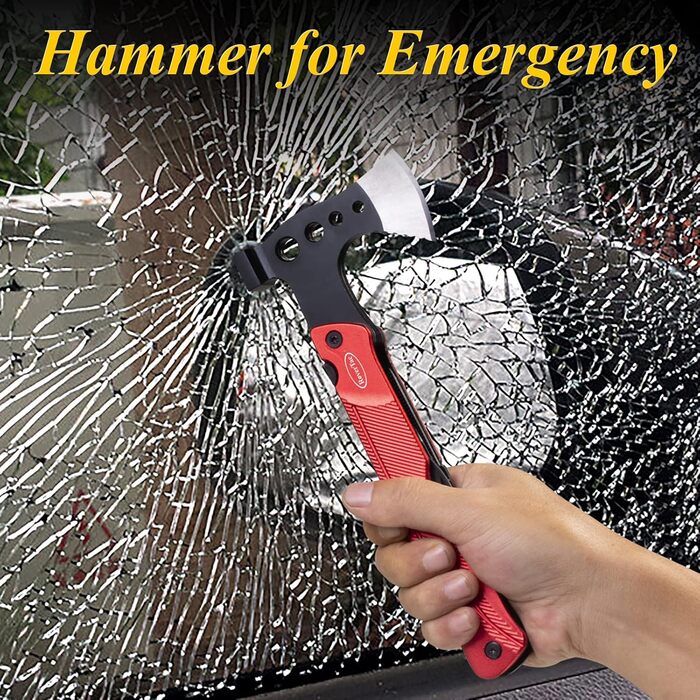 Camping Gear Multitool Axe Gifts: Multifunction Tool Axe Gifts for Men Dad Him, 14-in-1 Axe Hammer Knife Saw Bottle Opener Fire Starter Whistle for Camping Survival Hiking