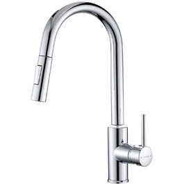 Змішувач кухонний з висувною лійкою та душем, 360° поворот, 2 режими, нержавіюча сталь (хром)