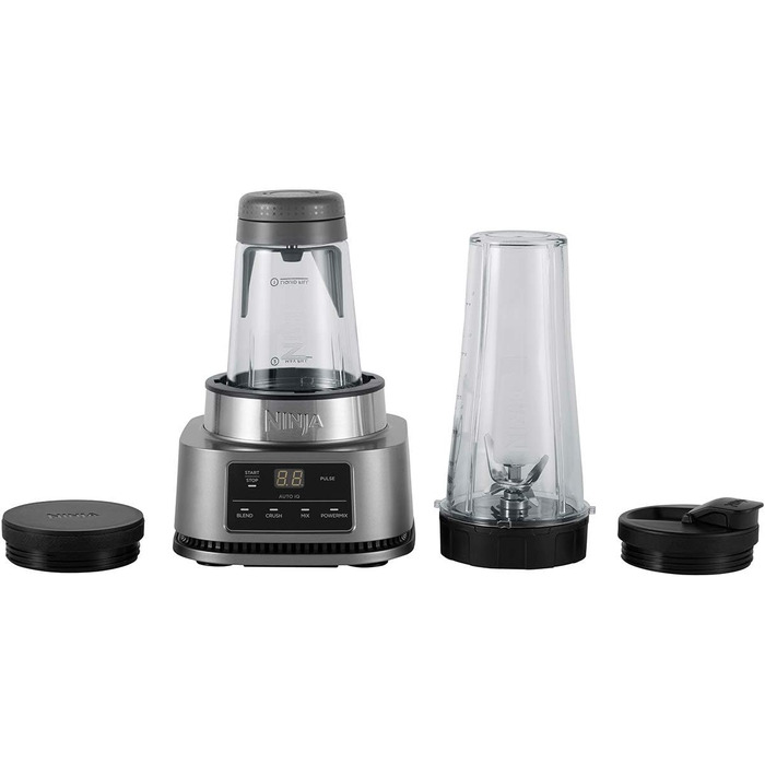 Ninja Foodi Power Nutri Mixer 2-in-1, Smoothie Bowls Maker, thick spreads & frozen drinks, automatic programs, 700ml cup & 400ml bowl with Power Paddle, 1100W, Silver CB100EU 2-in-1 Mixer, 1100W