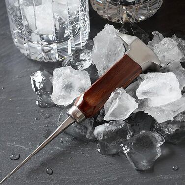 Stainless steel ice pick, ice pick for breaking ice, ice pick with wooden handle, ice pick for kitchens, bars, bartenders, best ice carving tools (long)