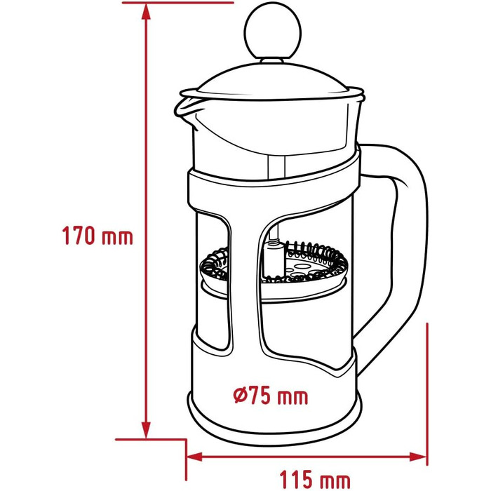 Кавоварка French Press NERTHUS FIH 319, 350 мл, блакитна