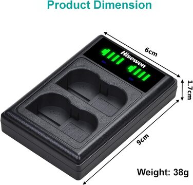 Зарядний пристрій Hisewen Dual USB для акумулятора Nikon EN-EL15/EL15a/EL15b/EL15c (D7100, D750, D7000, D610, D810, D800, D600, D880, D800e, D810a)