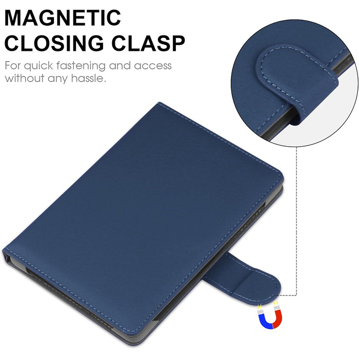 Чохол для Kindle, Kobo, Pocketbook, Tolino, Sony eReader (6.8'') з підставкою, шкіра, блакитний