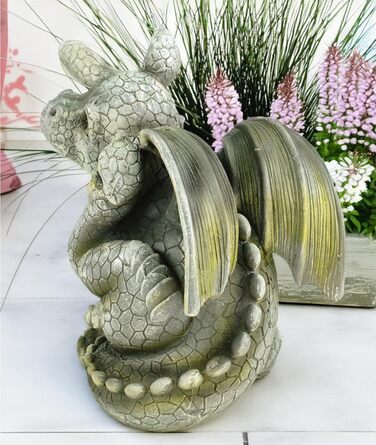 Kremers Treasure Chest Garden Figure Dragon Child Scratching Its Ear, Dragon Gargoyle Figure Garden