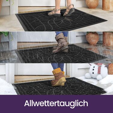 Килимок для дому та вулиці DEXI, 90 x 150 см, чорний, антиковзаючі, миється, для входу, балкону, тераси