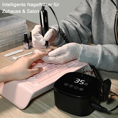 Електричний фрезер для нігтів Nagelfräser 35000 об/хв з LED дисплеєм, 35W, Touch-керування, для манікюру та педикюру в салоні та вдома