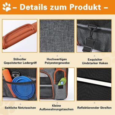 Транспортна сумка Demigreat для котів та собак до 7 кг, дихаюча переноска для середніх та маленьких котів та собак, сумка-переноска для тварин M (42x22x25CM) (L (50x28x30CM), темно-сірий)