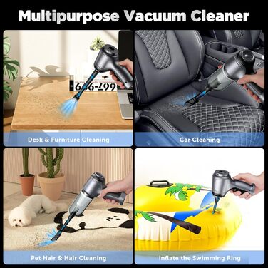 Портативний бездротовий ручний пилосос Brovamo з акумулятором, 12000Pa, для дому, авто, кухні, офісу, видалення шерсті тварин
