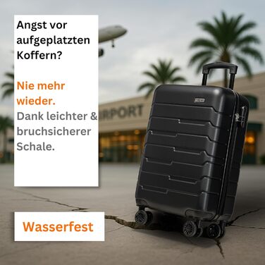 Чемодан NOWI Bergamo: водостійкий, 8 коліс, 360°, телескопічна ручка, повне внутрішнє оздоблення (M, Чорний полунічний)