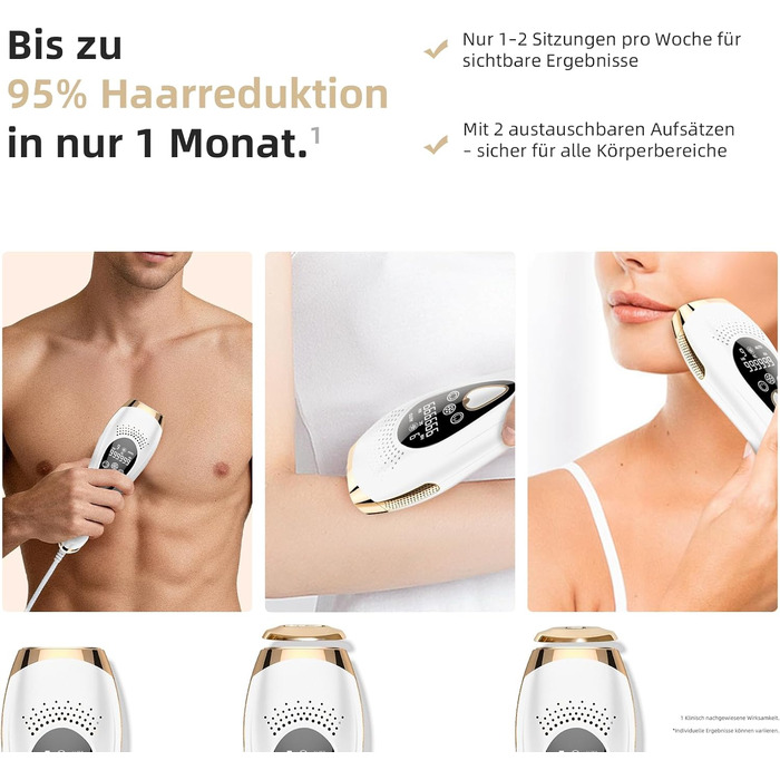 Пристрій для епіляції IPL з охолодженням 6°C, безболісна епіляція для тіла та обличчя, 999,900 імпульсів, 9 рівнів потужності, білий