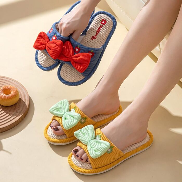 Жіночі тапочки з льону для дому - м'які, антиковзні, комфортні, жовті, 36/37 EU