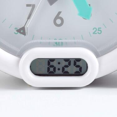Pabobo Kid Sleep - Alarm Clock - Educational Children's Alarm Clock Day / Night Light - Dual Display and 3 Alarms to Choose From - Works on DC or Batteries – Grey