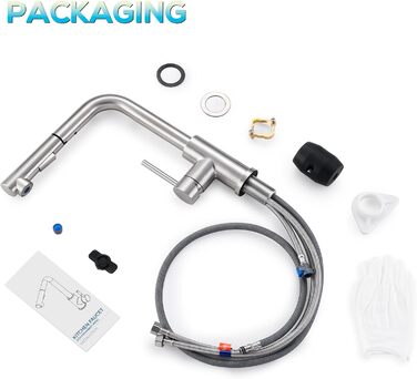 Кухонний змішувач висувний BONADE з душем, 360° поворот, змішувач для кухні з 2 струменями, з нержавіючої сталі, однорідний