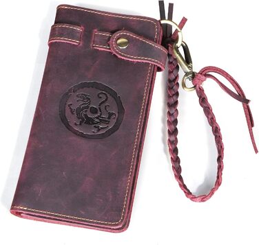 Le'aokuu Men's Genuine Leather Wallet Organizer Double Checkbook Wallet Pattern Commercial Money Clip 3377