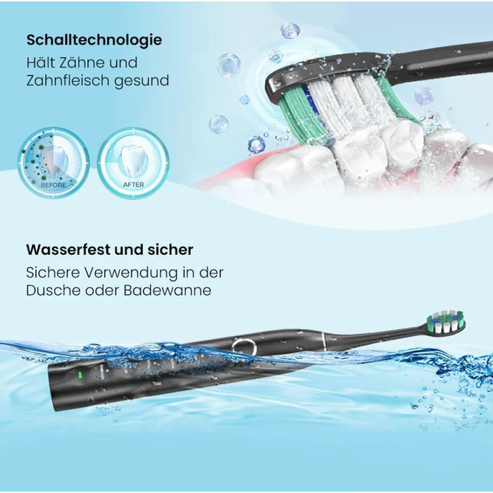 Електрична звукова зубна щітка Black Edition з 5 режимами та акумулятором на 120 днів - ультразвукова щітка зі смарт-насадкою, 100 днів гарантії повернення коштів