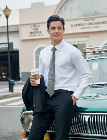 HISDERN Комплект краваток для чоловіків (3 шт.) Класичні краватки та нагрудні хустинки з шовку для весілля, свята. Розмір універсальний