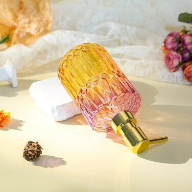 Скляний диспенсер для рідкого мила YunNasi: наповнюваний, для кухні, ванної, пральні (зелений, фіолетово-оранжевий)