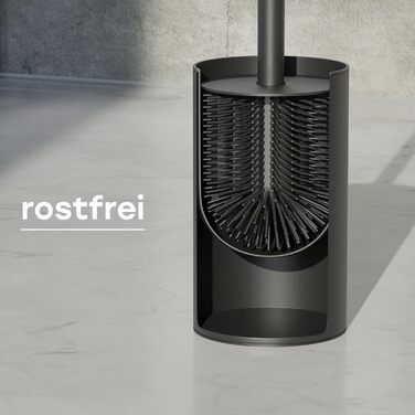 Набір для чищення унітазу Savega з нержавіючої сталі та силіконовою щіткою - гігієнічний набір для туалету з захистом від розбризкування, чорний