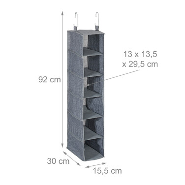 Relaxdays Clothes Rack Hanging Shelf with 6 Compartments