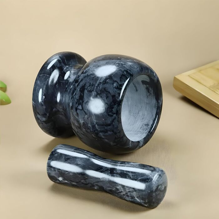 Гранітний ступка та товкачок Retoo - міцний набір для спецій та трав, сірий, 10,7x10,7 см