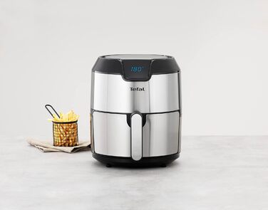 Аерофритюрниця Tefal Easy Fry Deluxe XL EY401D, 1500 Вт, 4,2 л, 8 програм, цифровий дисплей, енергозберігаюча, без олії, нержавіюча сталь