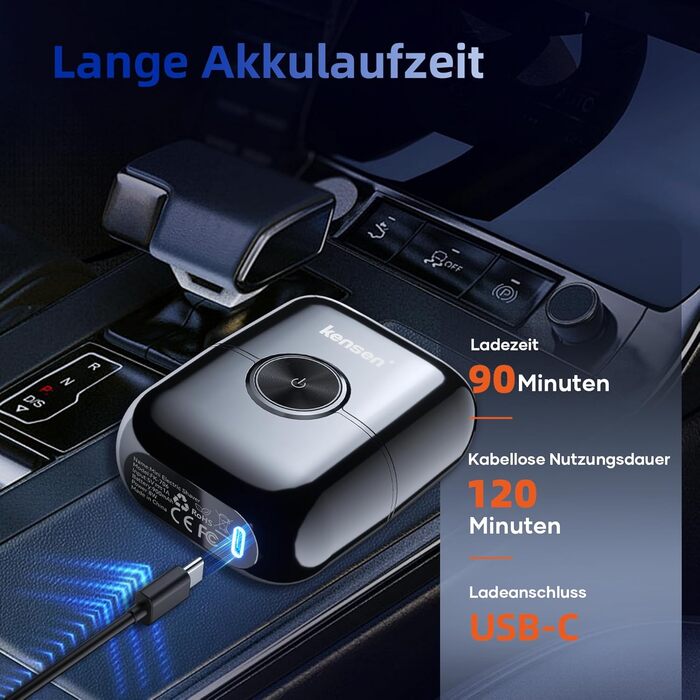 Електробритва чоловіча Kensen Mini Foil Shaver з USB-C зарядкою, водонепроникна, для сухого гоління бороди та обличчя, срібляста