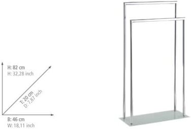 WENKO Style Towel Rail with 2 Bars, Heavy Glass Base, Glossy