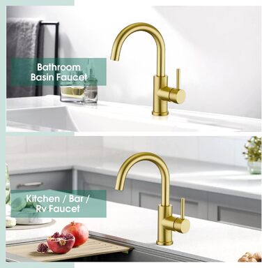 Кран кухонний CREA, 360° поворотний, з високим виливом, з матовим золотом