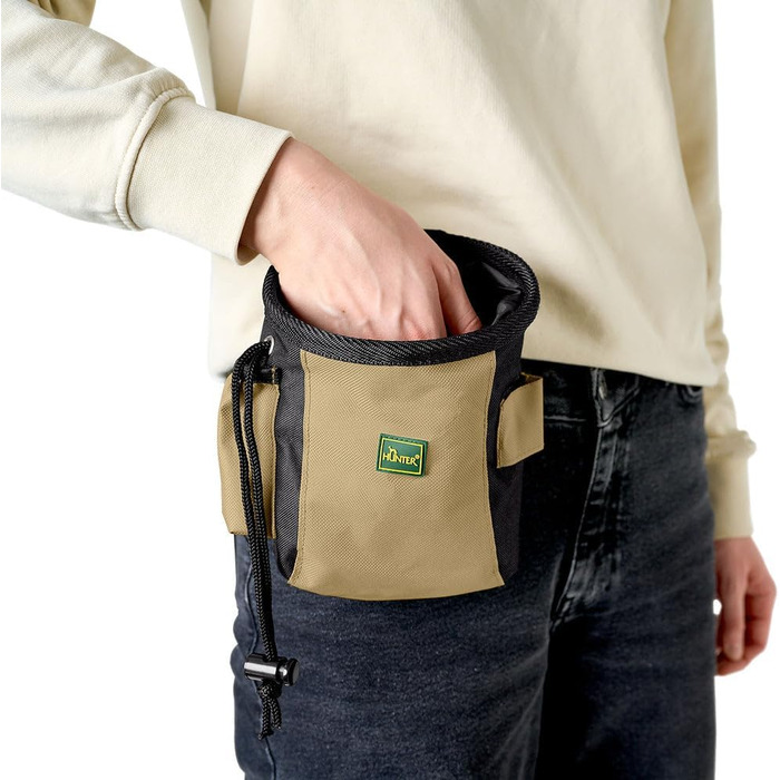 Сумка на пояс HUNTER Bugrino Standard, для корму та ласощів, чорно-бежева, L