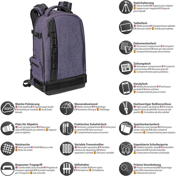 Захисний чохол для камери PEDEA з дисплеєм для Olympus, Canon, Nikon, Panasonic (фіолетовий)