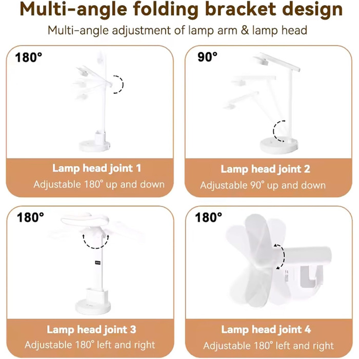 LED лампа настільна з регулюванням яскравості та 3 кольоровими температурами, LCD-дисплеєм. Захист очей, без мерехтіння, для офісу, спальні та дитячої кімнати.