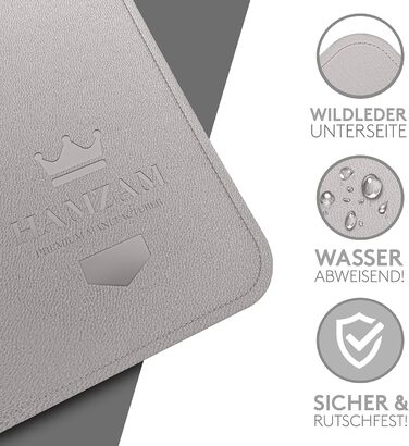 Підкладка під клавіатуру та мишу HAMZAM PU Leder 90x40 см - преміум якість, сірий колір