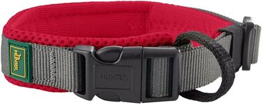 Нашийник для собак HUNTER Maldon, червоний, розмір M: дихаюча сітка, міцний нейлон, безшумний, гіпоалергенний, з поглиначем ривків, адресником, легкий