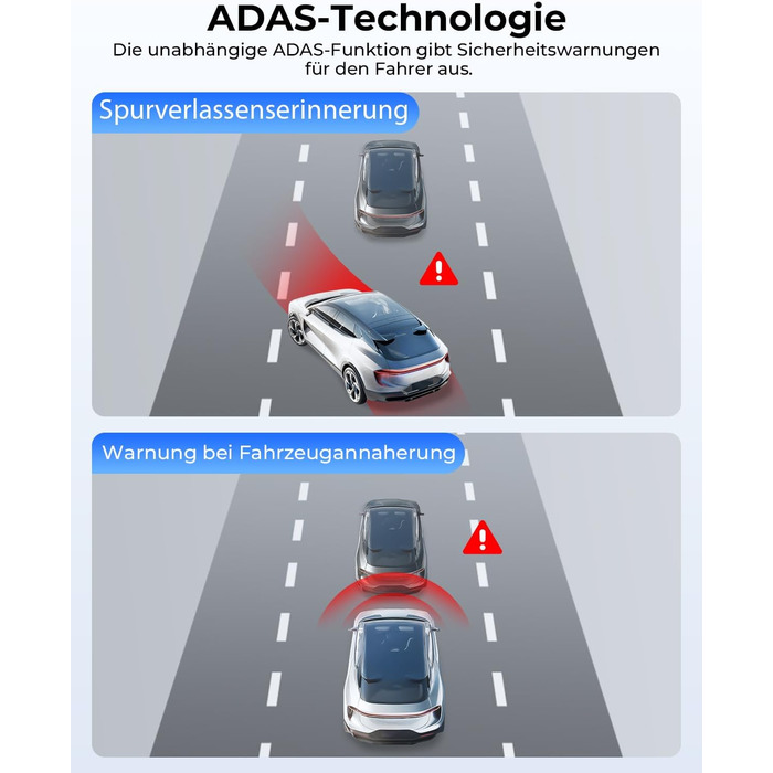 Відеореєстратор для авто Dashcam Auto Vorne Hinten 4K + 1080P з двома камерами, IPS-екран 2.4', SD 64GB, запис голосом, паркувальний режим, покращена нічна зйомка, WDR