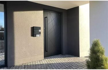 Поштова скринька Metzler Modell G антрацит, порошкове покриття RAL 7016, з гравіюванням та табличкою з нержавіючої сталі, настінний монтаж, 37x37x10.5 см