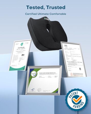 Ортопедична подушка для сидіння Feagar з Memory Foam, ергономічна подушка для офісного крісла, інвалідного візка, автокрісла, для хребта, чорна (чорний, XL (90-150 кг))