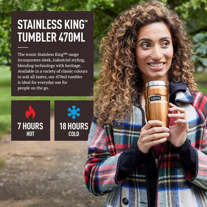 Термос King Reise-Thermobecher: термокружка з нержавіючої сталі, 470 мл, матовий чорний колір