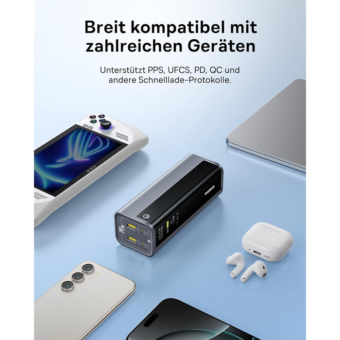 Power Bank Baseus EnerGeek 145W 20800mAh з 2x USB-C PD 3.0 (100W) та Digital Display для Ноутбуків, MacBook, iPhone, Samsung, SteamDeck