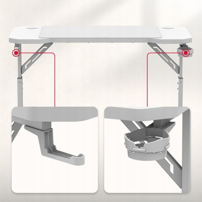 Ігровий підлітковий стіл з регулюванням висоти, карбоновий, білий, 120 см