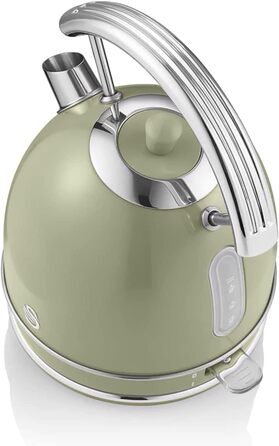 Swan Retro Electric Kettle - 1.8L, Vintage Design, Automatic Shut-Off, Cordless, BPA-Free Stainless Steel, 3000W, Green