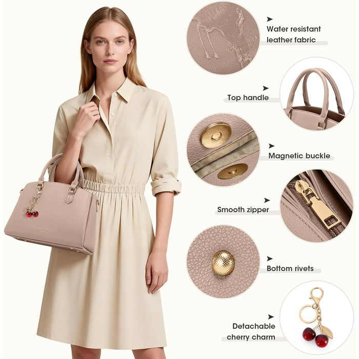 Сумка жіноча RAINSMORE середнього розміру з PU шкіри, хакі. Для планшета 11