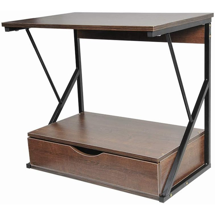 Поличка для мікрохвильової печі, кухонна поличка для стільниці, органайзер для мікрохвильової печі, тостера та аірфрая, багатофункціональна кухонна поличка для оптимізації простору (Дуб/3 яруси) (Дуб/Висувна поличка)